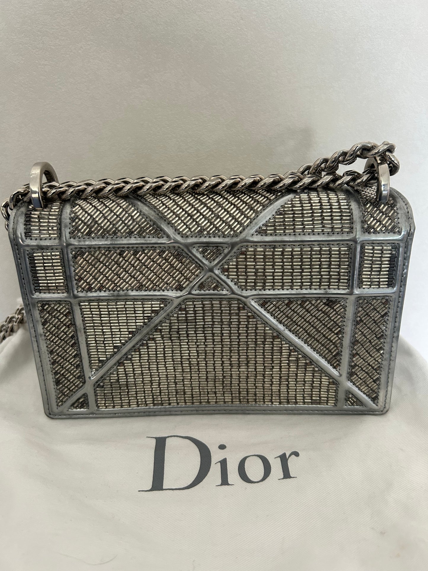 Dior Diorama metallic beaded flap bag
