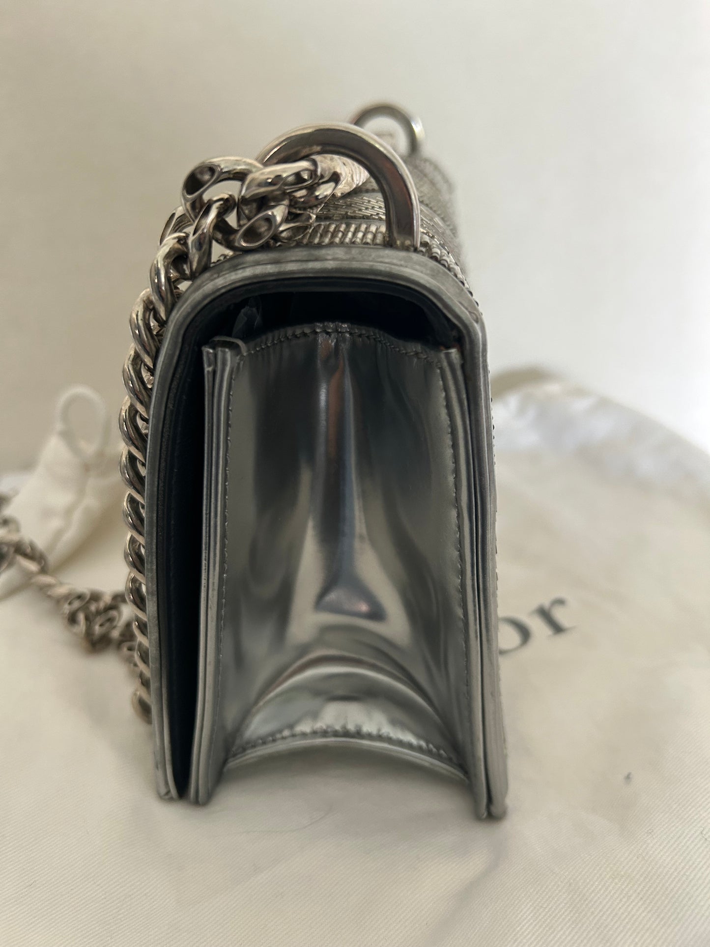 Dior Diorama metallic beaded flap bag