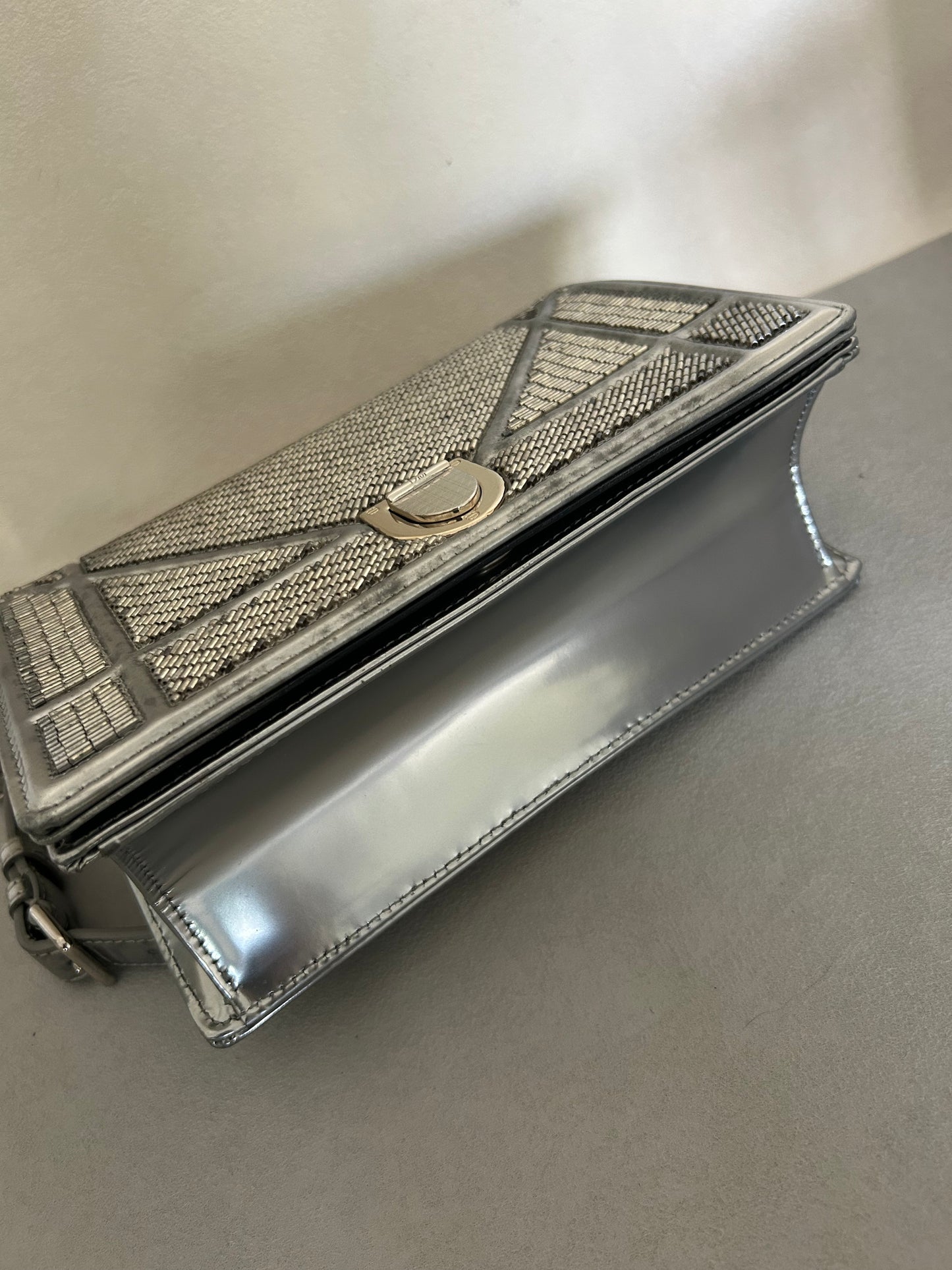 Dior Diorama metallic beaded flap bag