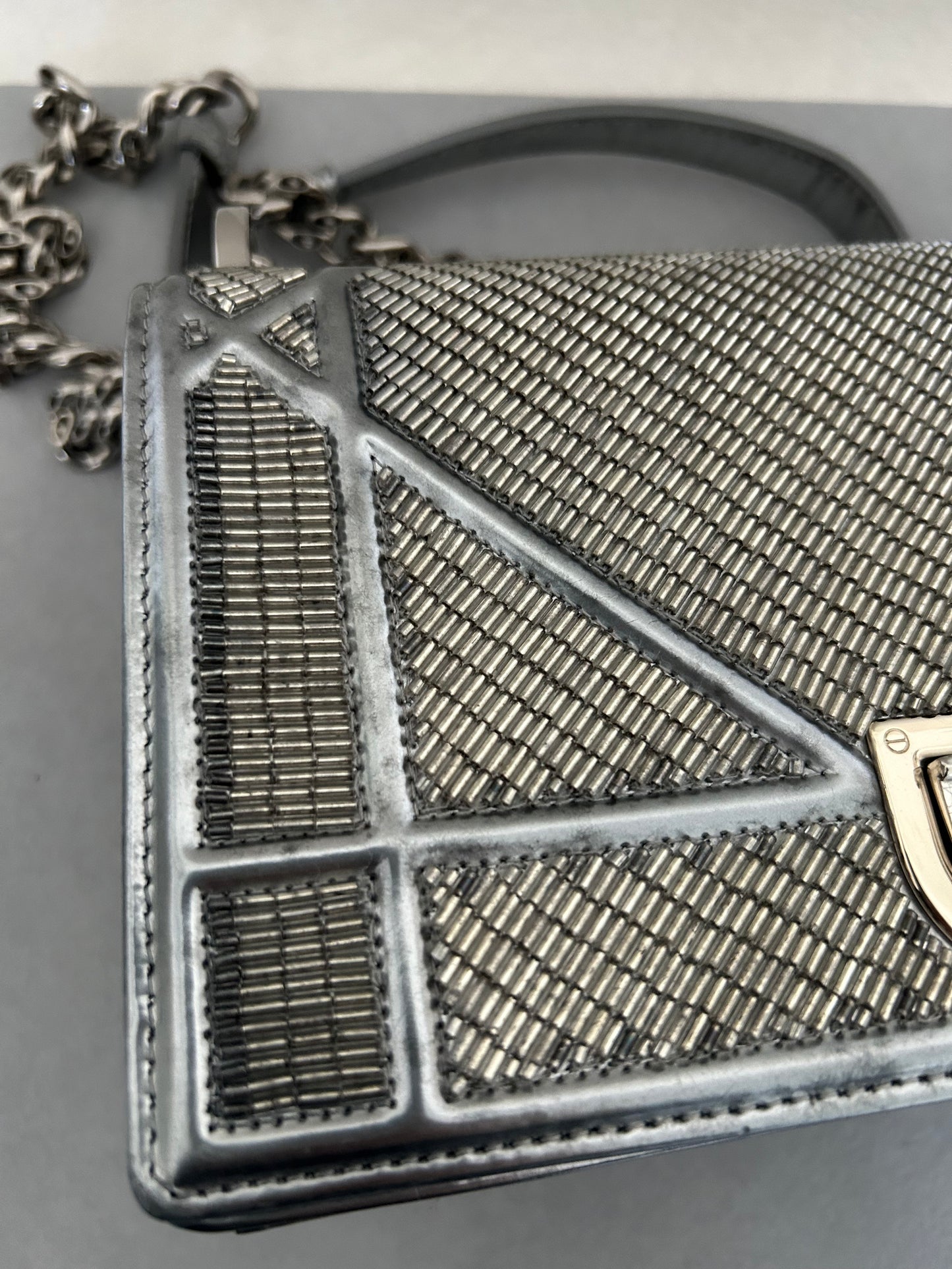 Dior Diorama metallic beaded flap bag