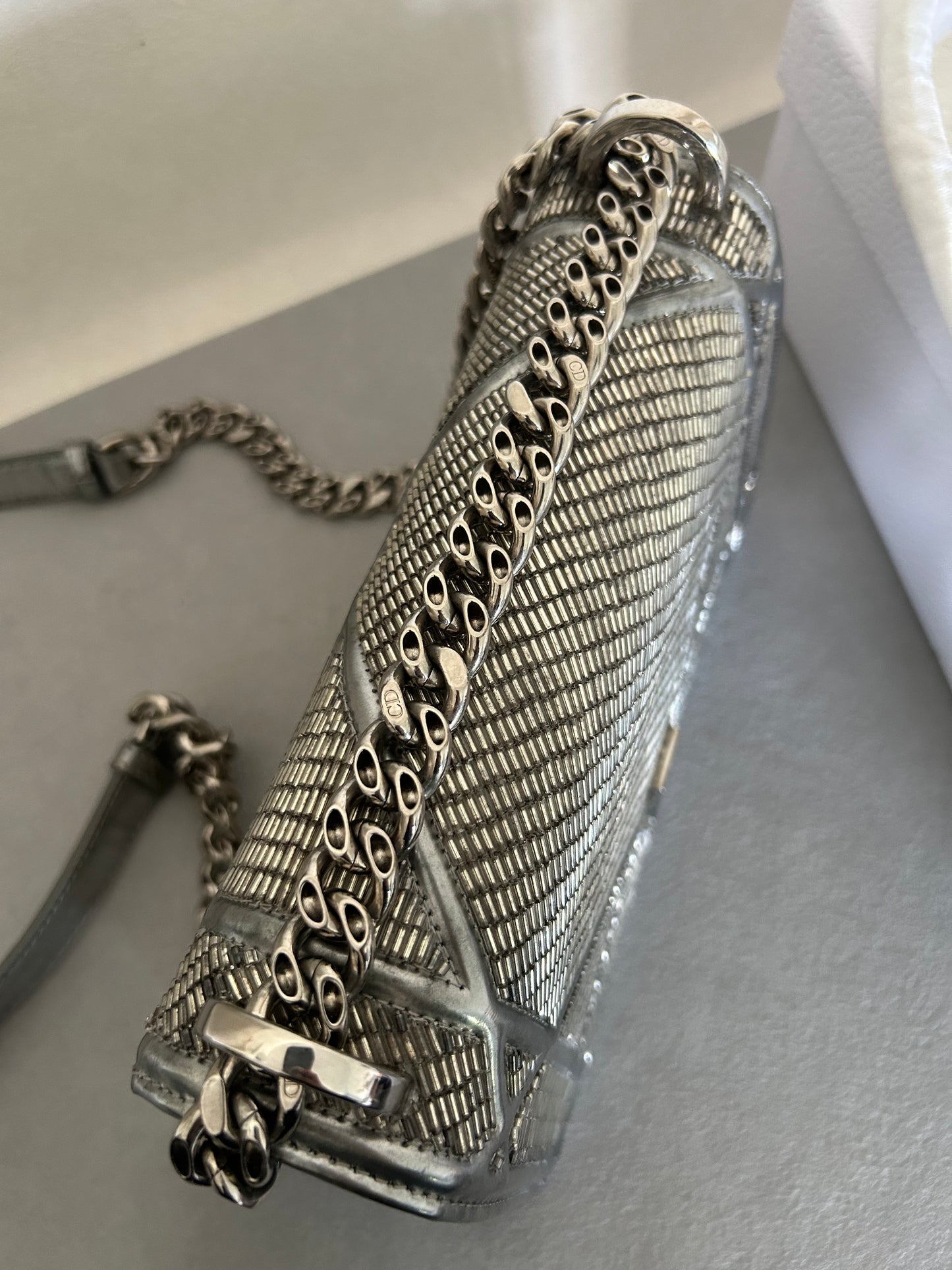 Dior Diorama metallic beaded flap bag