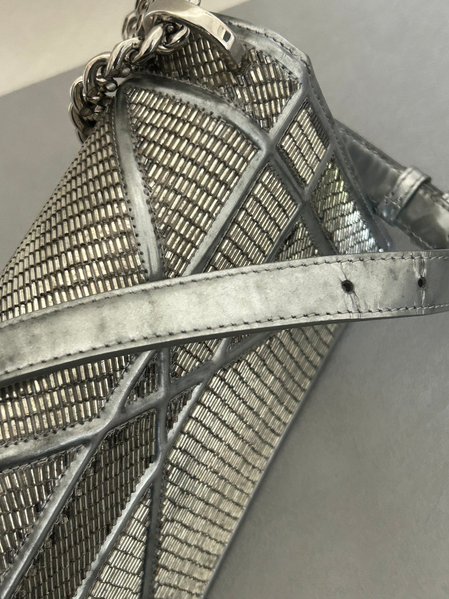 Dior Diorama metallic beaded flap bag