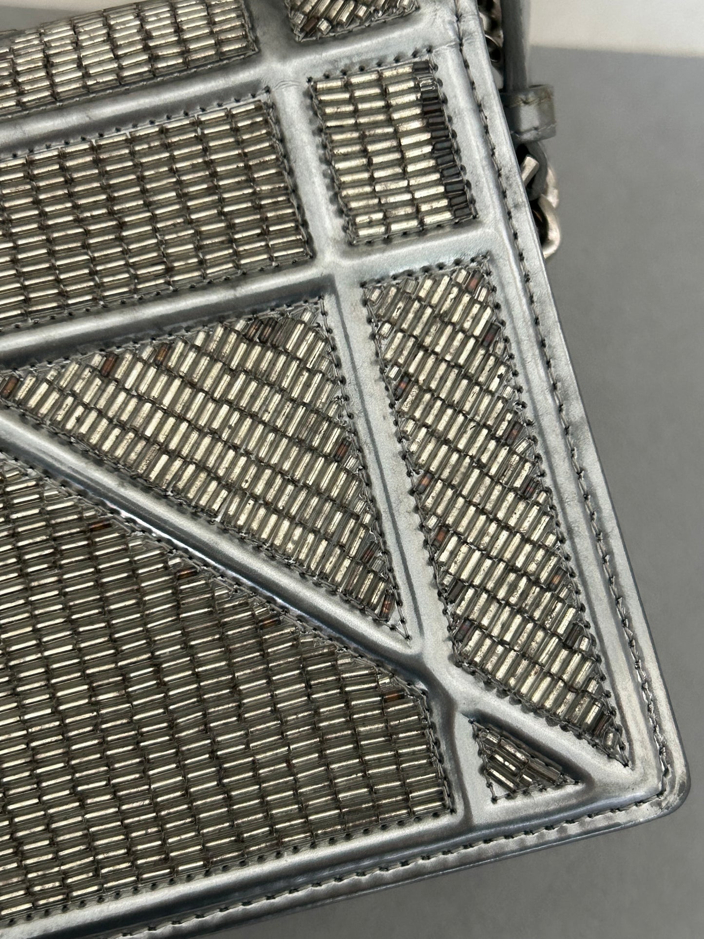 Dior Diorama metallic beaded flap bag