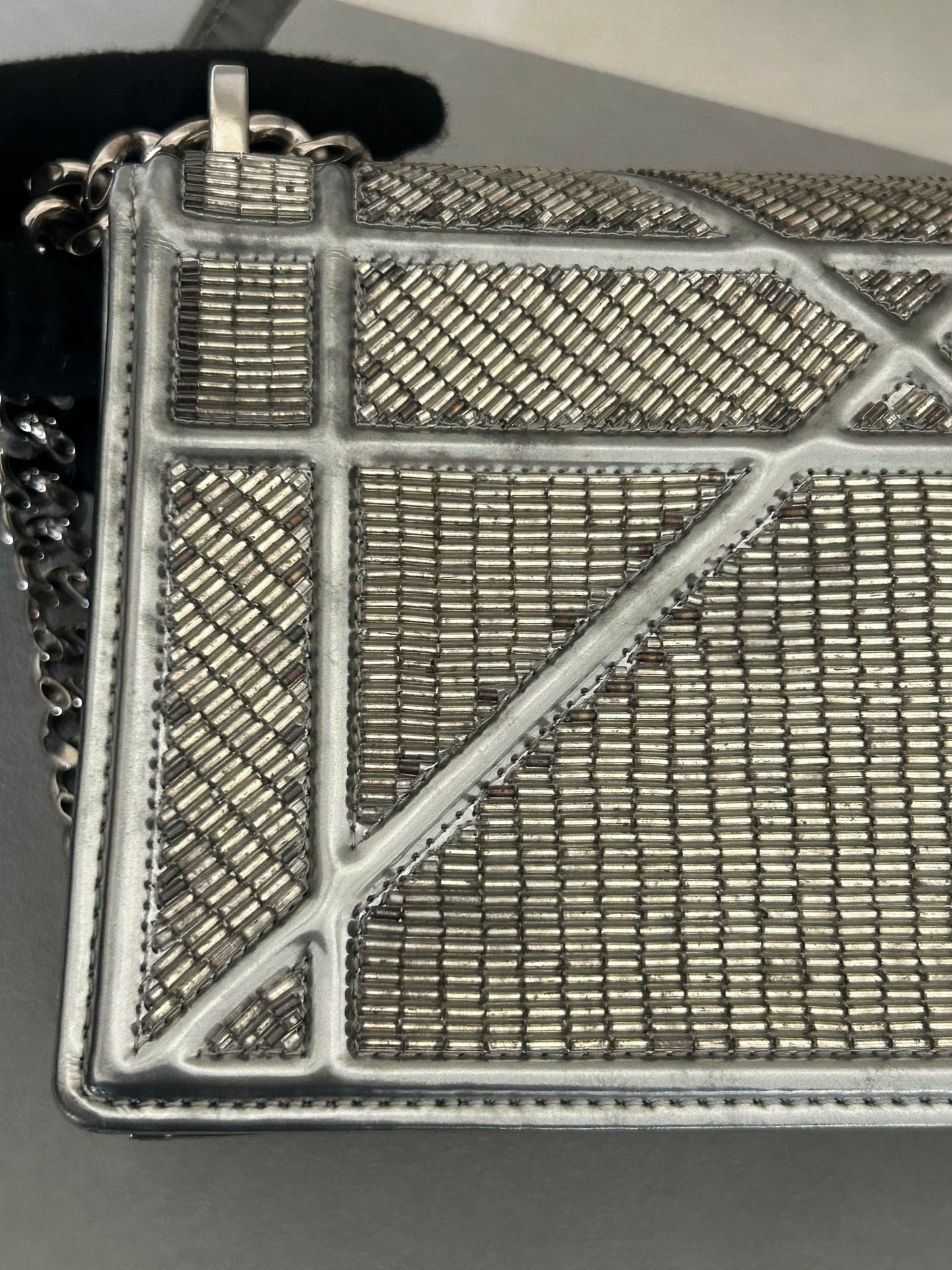 Dior Diorama metallic beaded flap bag