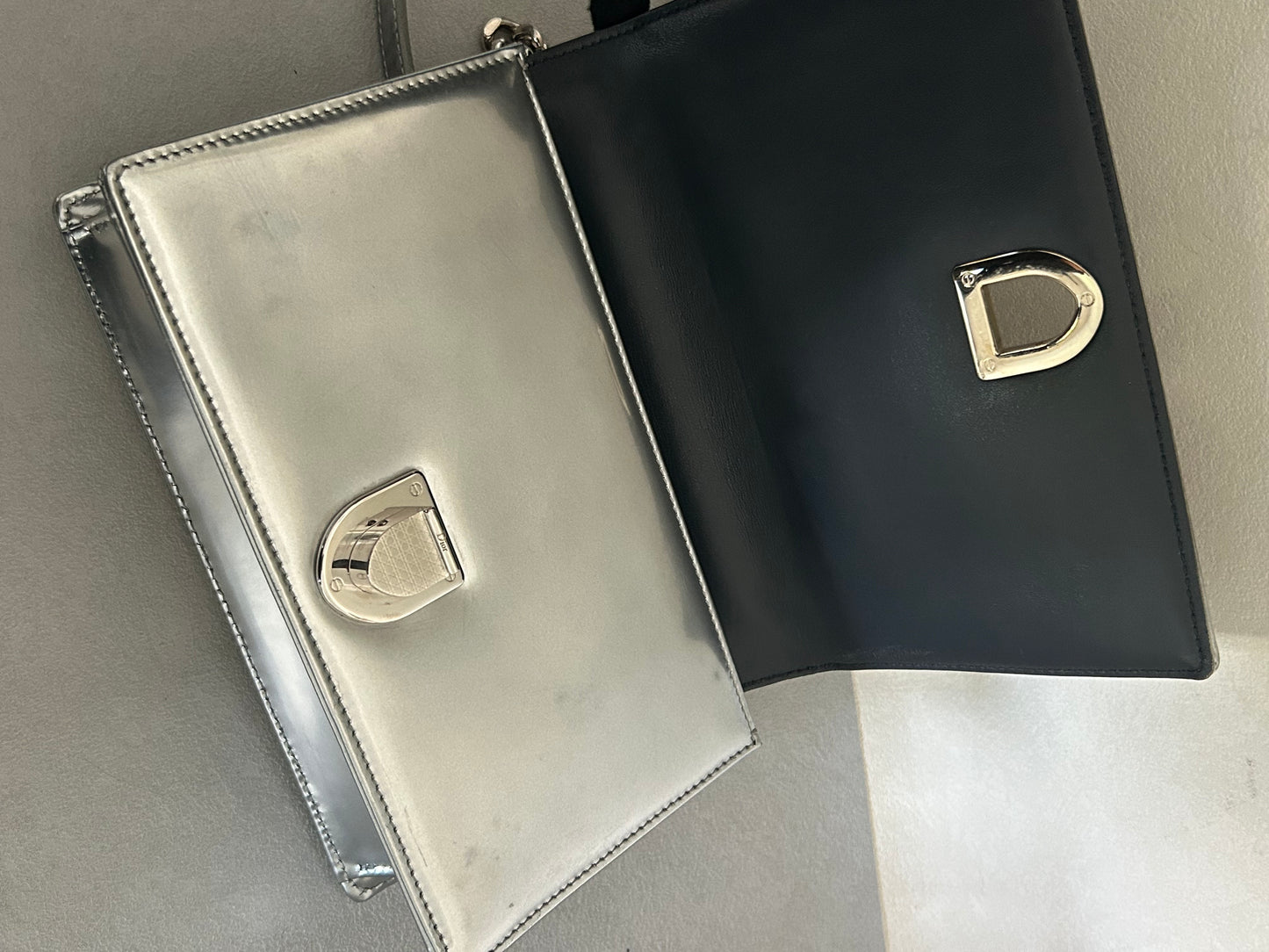 Dior Diorama metallic beaded flap bag